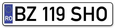 Placuta inmatriculare numar auto  BZ-119-SHO, BZ 119 SHO, BZ119SHO
