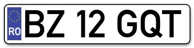 Placuta inmatriculare numar auto  BZ-12-GQT, BZ 12 GQT, BZ12GQT