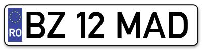 Placuta inmatriculare numar auto  BZ-12-MAD, BZ 12 MAD, BZ12MAD