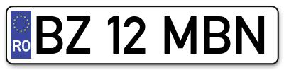 Placuta inmatriculare numar auto  BZ-12-MBN, BZ 12 MBN, BZ12MBN