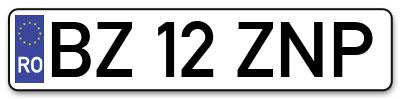 Placuta inmatriculare numar auto  BZ-12-ZNP, BZ 12 ZNP, BZ12ZNP