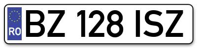 Placuta inmatriculare numar auto  BZ-128-ISZ, BZ 128 ISZ, BZ128ISZ