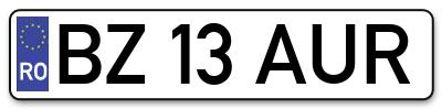 Placuta inmatriculare numar auto  BZ-13-AUR, BZ 13 AUR, BZ13AUR