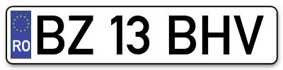 Placuta inmatriculare numar auto  BZ-13-BHV, BZ 13 BHV, BZ13BHV