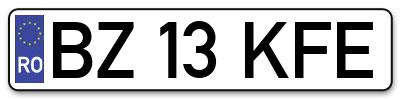Placuta inmatriculare numar auto  BZ-13-KFE, BZ 13 KFE, BZ13KFE