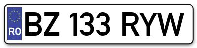 Placuta inmatriculare numar auto  BZ-133-RYW, BZ 133 RYW, BZ133RYW