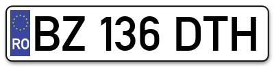 Placuta inmatriculare numar auto  BZ-136-DTH, BZ 136 DTH, BZ136DTH