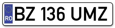 Placuta inmatriculare numar auto  BZ-136-UMZ, BZ 136 UMZ, BZ136UMZ