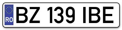 Placuta inmatriculare numar auto  BZ-139-IBE, BZ 139 IBE, BZ139IBE