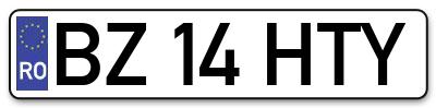 Placuta inmatriculare numar auto  BZ-14-HTY, BZ 14 HTY, BZ14HTY