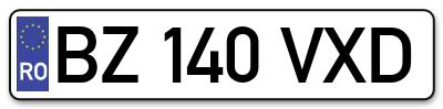Placuta inmatriculare numar auto  BZ-140-VXD, BZ 140 VXD, BZ140VXD