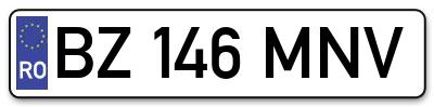 Placuta inmatriculare numar auto  BZ-146-MNV, BZ 146 MNV, BZ146MNV