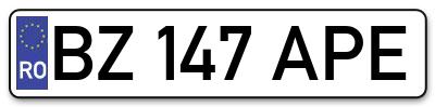 Placuta inmatriculare numar auto  BZ-147-APE, BZ 147 APE, BZ147APE