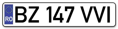Placuta inmatriculare numar auto  BZ-147-VVI, BZ 147 VVI, BZ147VVI
