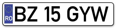 Placuta inmatriculare numar auto  BZ-15-GYW, BZ 15 GYW, BZ15GYW