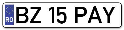 Placuta inmatriculare numar auto  BZ-15-PAY, BZ 15 PAY, BZ15PAY