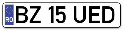 Placuta inmatriculare numar auto  BZ-15-UED, BZ 15 UED, BZ15UED