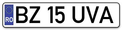 Placuta inmatriculare numar auto  BZ-15-UVA, BZ 15 UVA, BZ15UVA