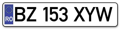 Placuta inmatriculare numar auto  BZ-153-XYW, BZ 153 XYW, BZ153XYW