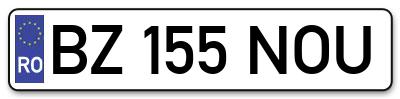 Placuta inmatriculare numar auto  BZ-155-NOU, BZ 155 NOU, BZ155NOU