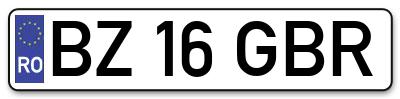 Placuta inmatriculare numar auto  BZ-16-GBR, BZ 16 GBR, BZ16GBR