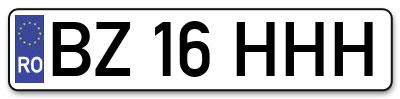 Placuta inmatriculare numar auto  BZ-16-HHH, BZ 16 HHH, BZ16HHH