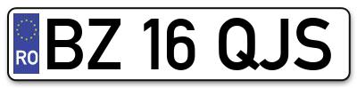 Placuta inmatriculare numar auto  BZ-16-QJS, BZ 16 QJS, BZ16QJS