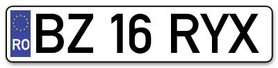 Placuta inmatriculare numar auto  BZ-16-RYX, BZ 16 RYX, BZ16RYX