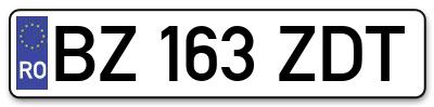 Placuta inmatriculare numar auto  BZ-163-ZDT, BZ 163 ZDT, BZ163ZDT