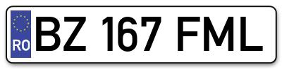 Placuta inmatriculare numar auto  BZ-167-FML, BZ 167 FML, BZ167FML
