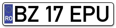Placuta inmatriculare numar auto  BZ-17-EPU, BZ 17 EPU, BZ17EPU
