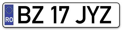Placuta inmatriculare numar auto  BZ-17-JYZ, BZ 17 JYZ, BZ17JYZ