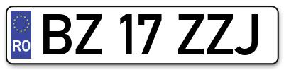 Placuta inmatriculare numar auto  BZ-17-ZZJ, BZ 17 ZZJ, BZ17ZZJ