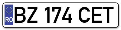 Placuta inmatriculare numar auto  BZ-174-CET, BZ 174 CET, BZ174CET