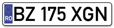 Placuta inmatriculare numar auto  BZ-175-XGN, BZ 175 XGN, BZ175XGN
