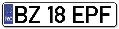 Placuta inmatriculare numar auto  BZ-18-EPF, BZ 18 EPF, BZ18EPF