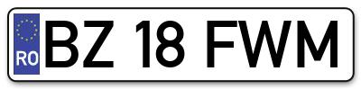 Placuta inmatriculare numar auto  BZ-18-FWM, BZ 18 FWM, BZ18FWM