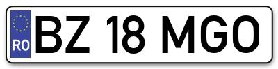 Placuta inmatriculare numar auto  BZ-18-MGO, BZ 18 MGO, BZ18MGO