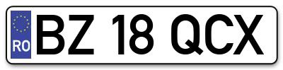 Placuta inmatriculare numar auto  BZ-18-QCX, BZ 18 QCX, BZ18QCX