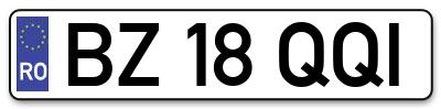 Placuta inmatriculare numar auto  BZ-18-QQI, BZ 18 QQI, BZ18QQI