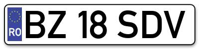 Placuta inmatriculare numar auto  BZ-18-SDV, BZ 18 SDV, BZ18SDV