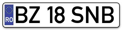 Placuta inmatriculare numar auto  BZ-18-SNB, BZ 18 SNB, BZ18SNB