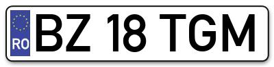 Placuta inmatriculare numar auto  BZ-18-TGM, BZ 18 TGM, BZ18TGM