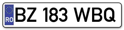 Placuta inmatriculare numar auto  BZ-183-WBQ, BZ 183 WBQ, BZ183WBQ