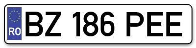 Placuta inmatriculare numar auto  BZ-186-PEE, BZ 186 PEE, BZ186PEE