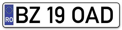 Placuta inmatriculare numar auto  BZ-19-OAD, BZ 19 OAD, BZ19OAD