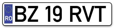 Placuta inmatriculare numar auto  BZ-19-RVT, BZ 19 RVT, BZ19RVT