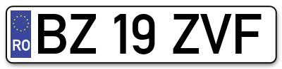 Placuta inmatriculare numar auto  BZ-19-ZVF, BZ 19 ZVF, BZ19ZVF