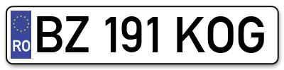 Placuta inmatriculare numar auto  BZ-191-KOG, BZ 191 KOG, BZ191KOG