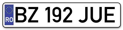 Placuta inmatriculare numar auto  BZ-192-JUE, BZ 192 JUE, BZ192JUE